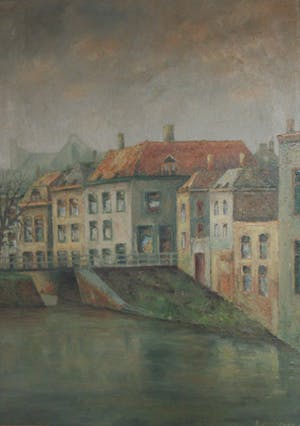 Niet of onleesbaar gesigneerd - Stadsgezicht (mogelijk Haarlem) kopen? Bied vanaf 10!