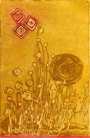 Jan Montyn - Les etoiles rouges, aquatint ets verkocht voor € 115!