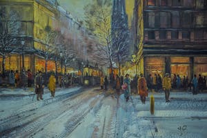 Jan Beaufort - stadsgezicht met figuren kopen? Bied vanaf 10!