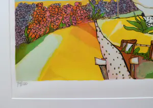 Patty Harpenau - Prachtige, unieke zeefdruk, zicht op de Hollandse kust.Mooie kleuren. kopen? Bied vanaf 125!