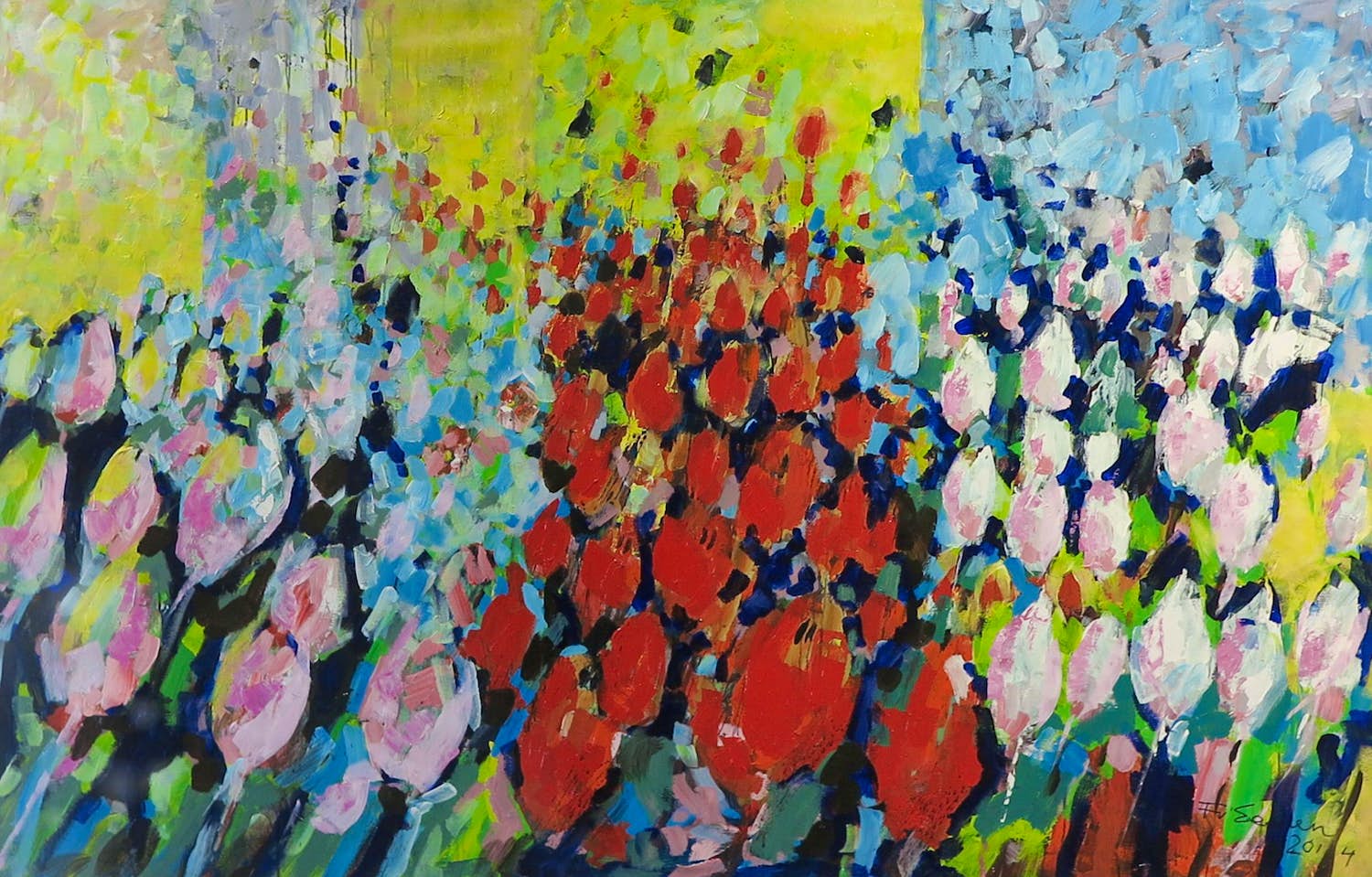 Frits van Eeden - Acryl op linnen, Flower Parade (Zeer groot) kopen? Bied vanaf 300!
