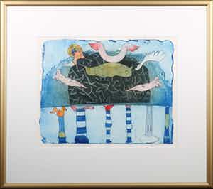 Michel van Overbeeke - Ets en aquatint, Duo Titano - Ingelijst verkocht voor € 60!