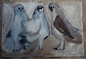 Dick Elffers - Acryl op papier - 3 duiven kopen? Bied vanaf 125!