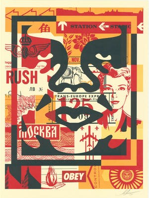 Shepard Fairey - "OBEY 3-Face collage , 2018 , set van drie kopen? Bied vanaf 180!
