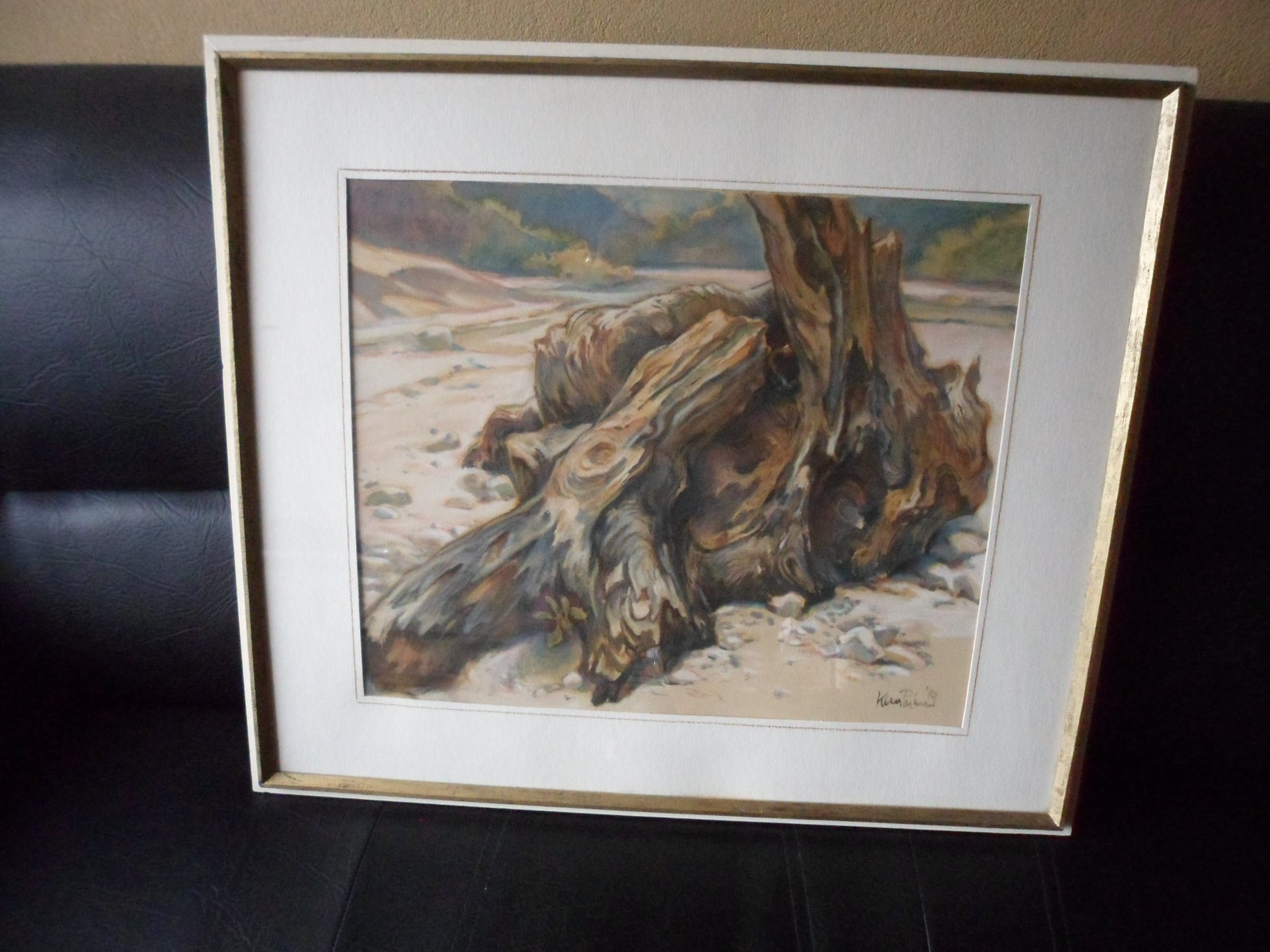 Klaas Pijlman - Aquarel. Titel."Boomstronk". verkocht voor € 60!