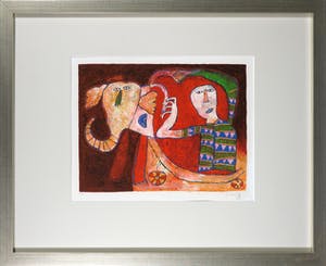 Shahid Parvez - Zeefdruk, Rode olifant - Ingelijst kopen? Bied vanaf 1!