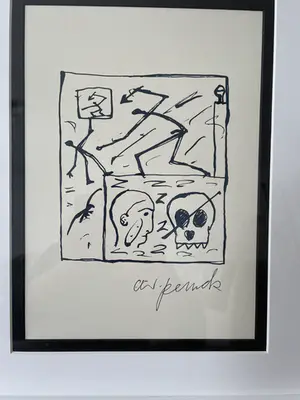 A.R. Penck - Zeldzame - Handgesigneerde litho - Compositie met figuren - Ingelijst kopen? Bied vanaf 165!