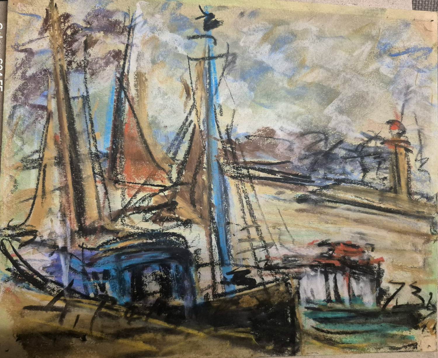 Georges Berger - Peinture des bateaux de pêche dans le port de Honfleur kopen? Bied vanaf 90!