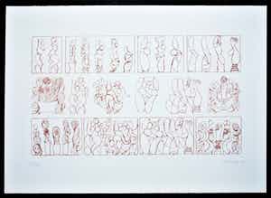 Miguel Berrocal - Hommage to Trasso - ets in rood - prent 190 vendu pour 65€ !
