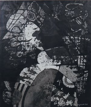 Jaap Jungcurt - Gemengde techniek op papier, K.O.N. - Ingelijst kopen? Bied vanaf 50!