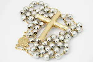 Fraai Italiaans 18 karaats Bi-Color Rozenkrans & Madonna collier - GROOT! kopen? Bied vanaf 860!