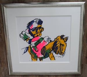 Herman Brood - Ingelijste zeefdruk: Stokpaardje - (Zeer nette lijst!) kopen? Bied vanaf 299!