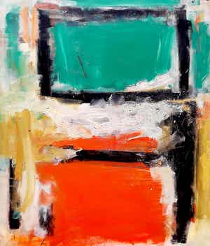 Adine Engelman - Abstracte compositie, olieverf op doek (groot!) verkocht voor € 750!