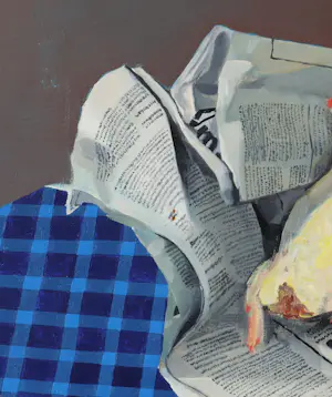 Frans Clement - Stilleven met haantjes op een krant kopen? Bied vanaf 350!