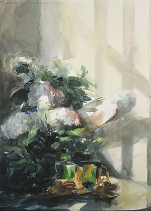Boudewijn Korsmit - Aquarel, Z.T. Stilleven met bloemen kopen? Bied vanaf 1!