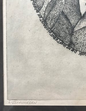 Ab Steenvoorden - Gesigneerde ets - 11/75 - Ingelijst kopen? Bied vanaf 45!