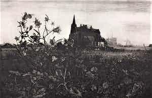 Simon Koene - Kerk met grasklokje (zomer) verkocht voor € 65!