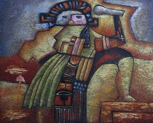 Bill Long - Olieverf op kokosvezel, INCA - Ingelijst kopen? Bied vanaf 30!