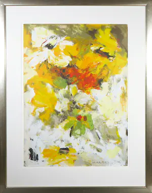 Charlotte Molenkamp - Zeefdruk, Abstracte compositie in geel - Ingelijst kaufen? Bieten Sie von 100!