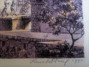 Karel Sirag - Galerie Lieve Hemel - gesigneerde Lithografie - de Oversteek - Galerieprijs 750€ kopen? Bied vanaf 10!