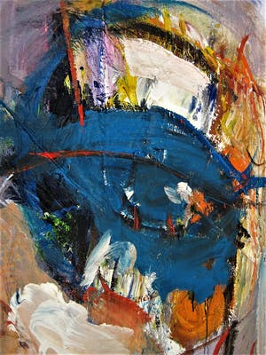 Niet of onleesbaar gesigneerd - Collectie Aat Veldhoen - Olieverf e.a. - (zelf) portret met grote mond - kopen? Bied vanaf 1!