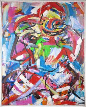 Christine Spierings - Olieverf op doek, Fun - Ingelijst verkocht voor € 60!