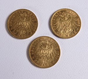 20-22K Goud - 3x gouden 20 mark munten kopen? Bied vanaf 780!