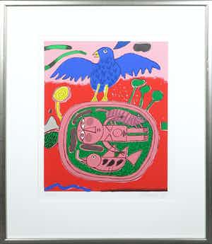 Corneille - Zeefdruk, Huit Chats 1 - Ingelijst verkocht voor € 150!