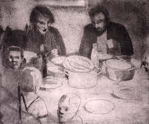 Poppe Damave - ets: gezin aan tafel verkocht voor € 49!