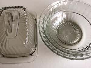 Royal Leerdam - Neerlandia kaasslede en 2 grote schalen 1/5 en 2/5 verkocht voor € 25!