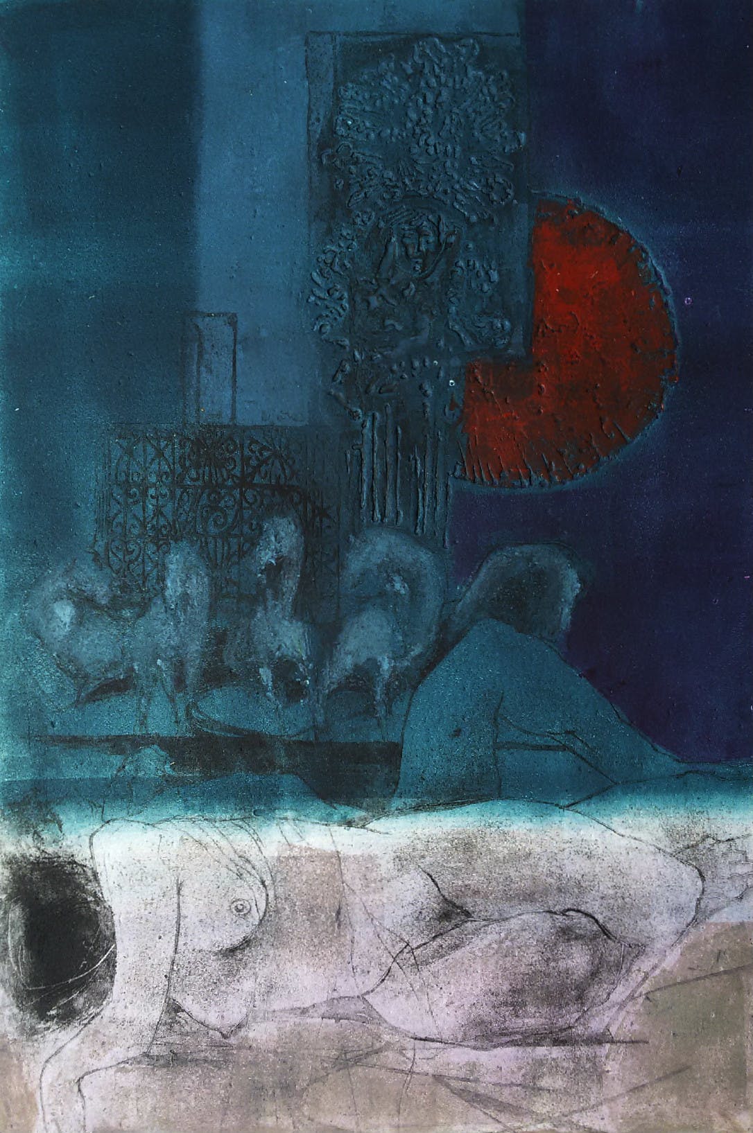 Ru van Rossem - La casa infiel, aquatint ets met reliëfdruk (eerste druk, groot) verkocht voor € 150!