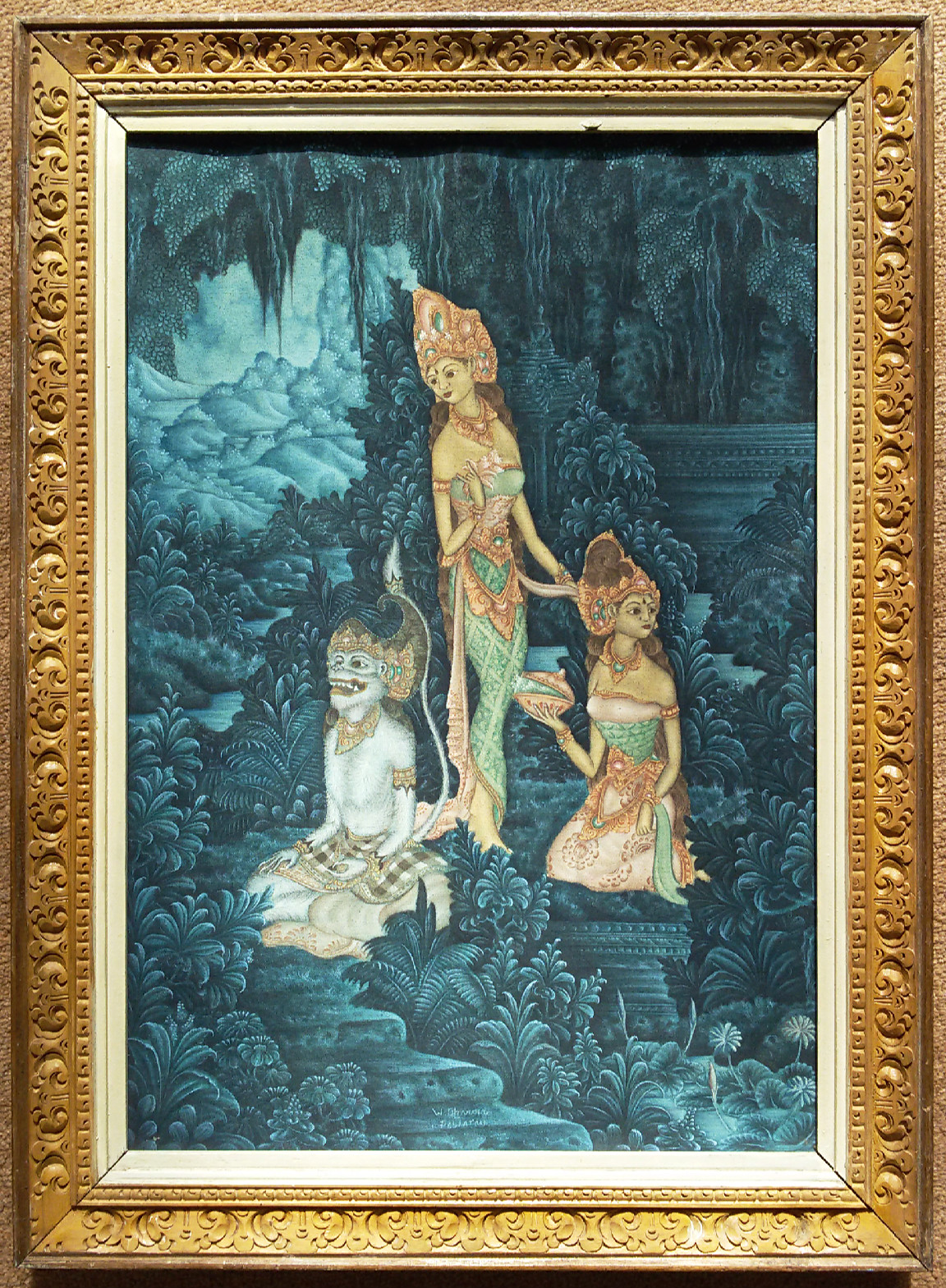 Niet of onleesbaar gesigneerd - Balinese school - Scene uit de Ramayana, verf op doek (mooi ingelijst) kopen? Bied vanaf 1!