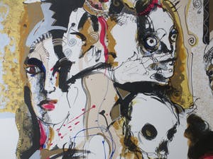 Jan Voss - Surrealistische scene - Handgekleurde litho kopen? Bied vanaf 40!