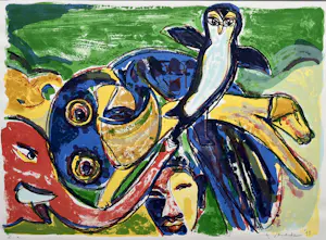 AcheterAnton Vrede - handgesigneerde litho | 'Mens en Dier' | 1995? Enchérissez de 1!