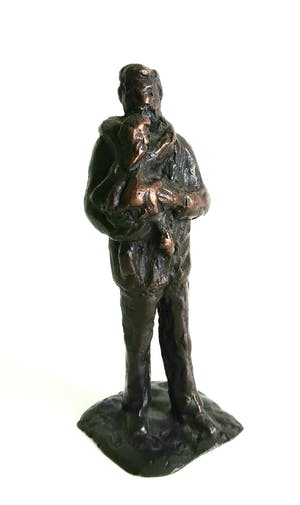 Brons (Onbekend) - man met kind op zijn armen kopen? Bied vanaf 1!