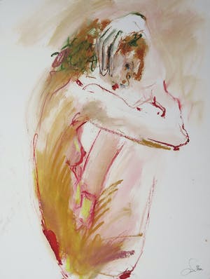 Franscz Witte - Gemengde techniek op papier, Figuur kopen? Bied vanaf 1!