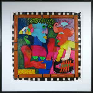 Clemens Briels - Zeefdruk, Habla Ambas... - Ingelijst (Groot) verkocht voor € 100!