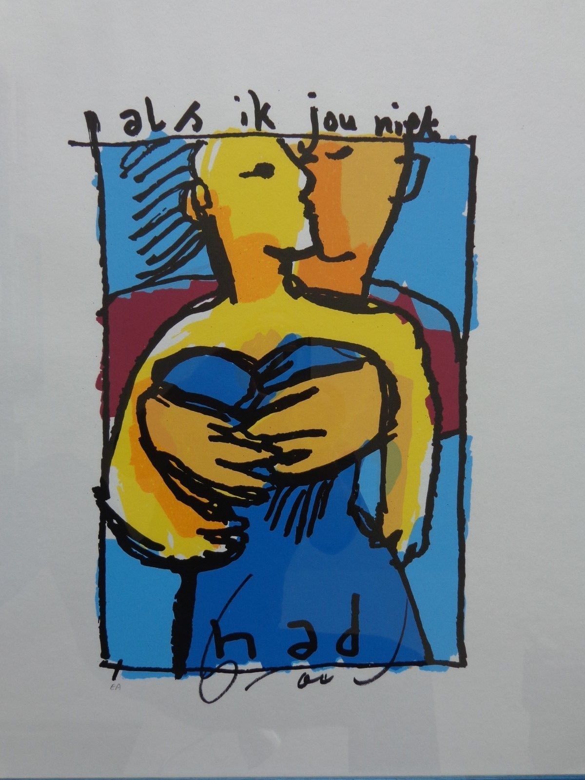 Herman Brood - FIGURATIE / KLEURZEEFDRUK / 64x53cm / KADER / SIG / CERTIFICAAT verkocht voor € 235!