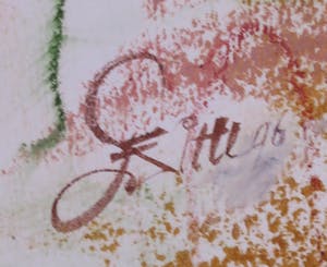 Franscz Witte - Olieverf en krijt op papier, Steunend op haar linkerarm kopen? Bied vanaf 1!