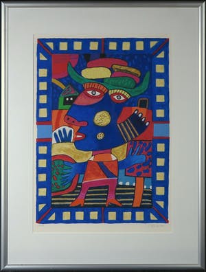 Clemens Briels - Zeefdruk, Il Verdulero le sobran banana iberengena - Ingelijst kopen? Bied vanaf 50!