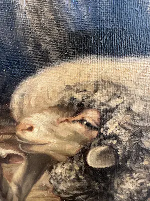 Béla Harmann - Olieverf op doek, Guitige Schapen– ingelijst – ca 1875-1899 - Uniek kopen? Bied vanaf 150!