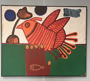 Corneille - Ingelijste zeefdruk op doek Oiseau Libre - Cobra - EA 9/13 kopen? Bied vanaf 800!