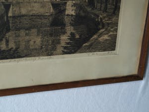 Johan Hemkes - 2 Ingelijste etsen , ‘Korendragershuisje’ + ‘Theehuisje Bolwerk , Franeker’ kopen? Bied vanaf 1!