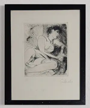 Rene Mels - Ruhe in Hell-Dunkel-Kontrasten, seltener Aktstich um 1945 - gerahmt kopen? Bied vanaf 50!