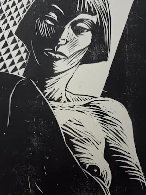 Leon Janssen - Portret vrouw. Naakt. Houtsnede. kopen? Bied vanaf 99!