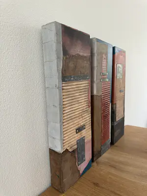 Ageeth Leemkuil - 3-luik compositie 158-159-160 – gemengde techniek – galerie werk – 45x45 cm kopen? Bied vanaf 45!