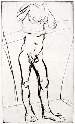 Hans Abbing - Staand naakt, droge naald ets verkocht voor € 45!