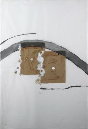 Niet of onleesbaar gesigneerd - Collage op rijstpapier, Zonder titel - Ingelijst (Groot) kopen? Bied vanaf 1!