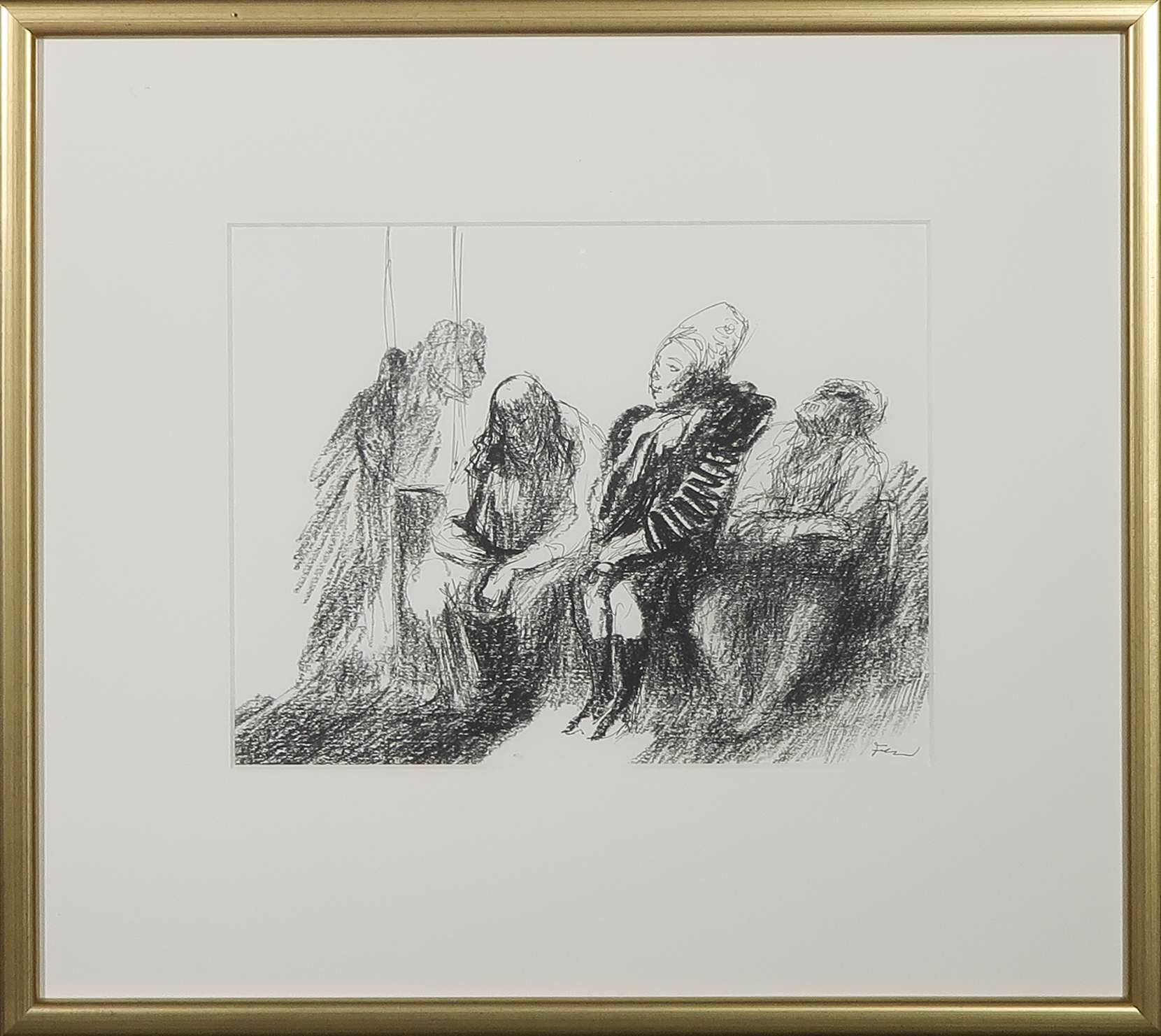 Luis Filcer - Tekening, Metro - Ingelijst verkocht voor € 120!