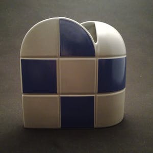 Jan van der Vaart - Schach vaas met blauwe en grijze vakken, Rosenthal studio linie kopen? Bied vanaf 1!